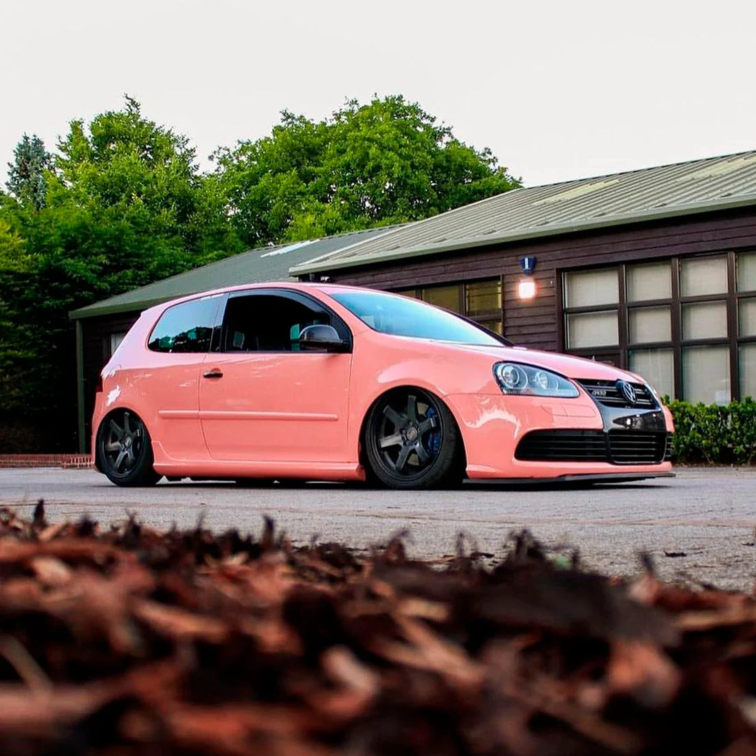 High Gloss Amber Rose Vinyl Wrap on Golf Side View