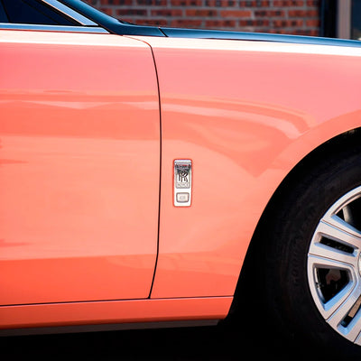 High Gloss Amber Rose Vinyl Wrap on Rolls Royce Fender View