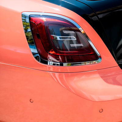 High Gloss Amber Rose Vinyl Wrap on Rolls Royce Taillight Close-Up
