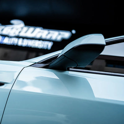 High Gloss Bali Blue Vinyl Wrap on Tesla Hood View