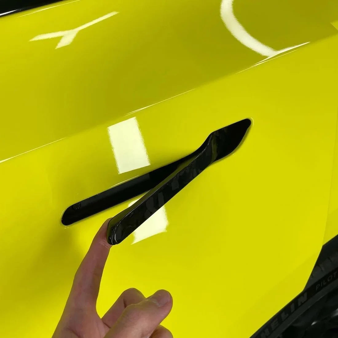 High Gloss Grape Green Vinyl Wrap on Tesla