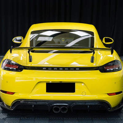 High Gloss Louvre Yellow Vinyl Wrap on Porsche Rear View