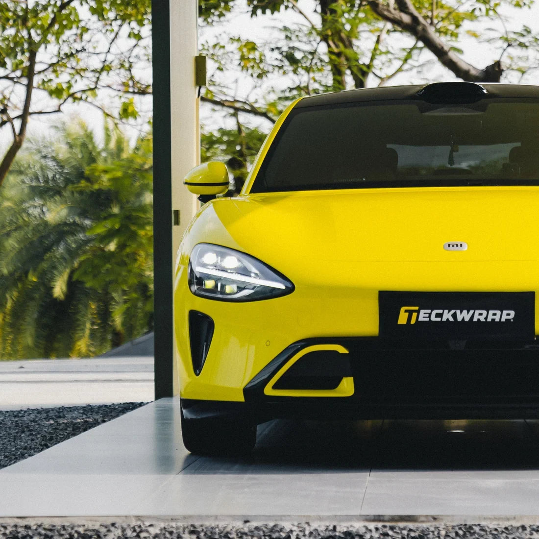 High Gloss Louvre Yellow Vinyl Wrap on Xiaomi Front View