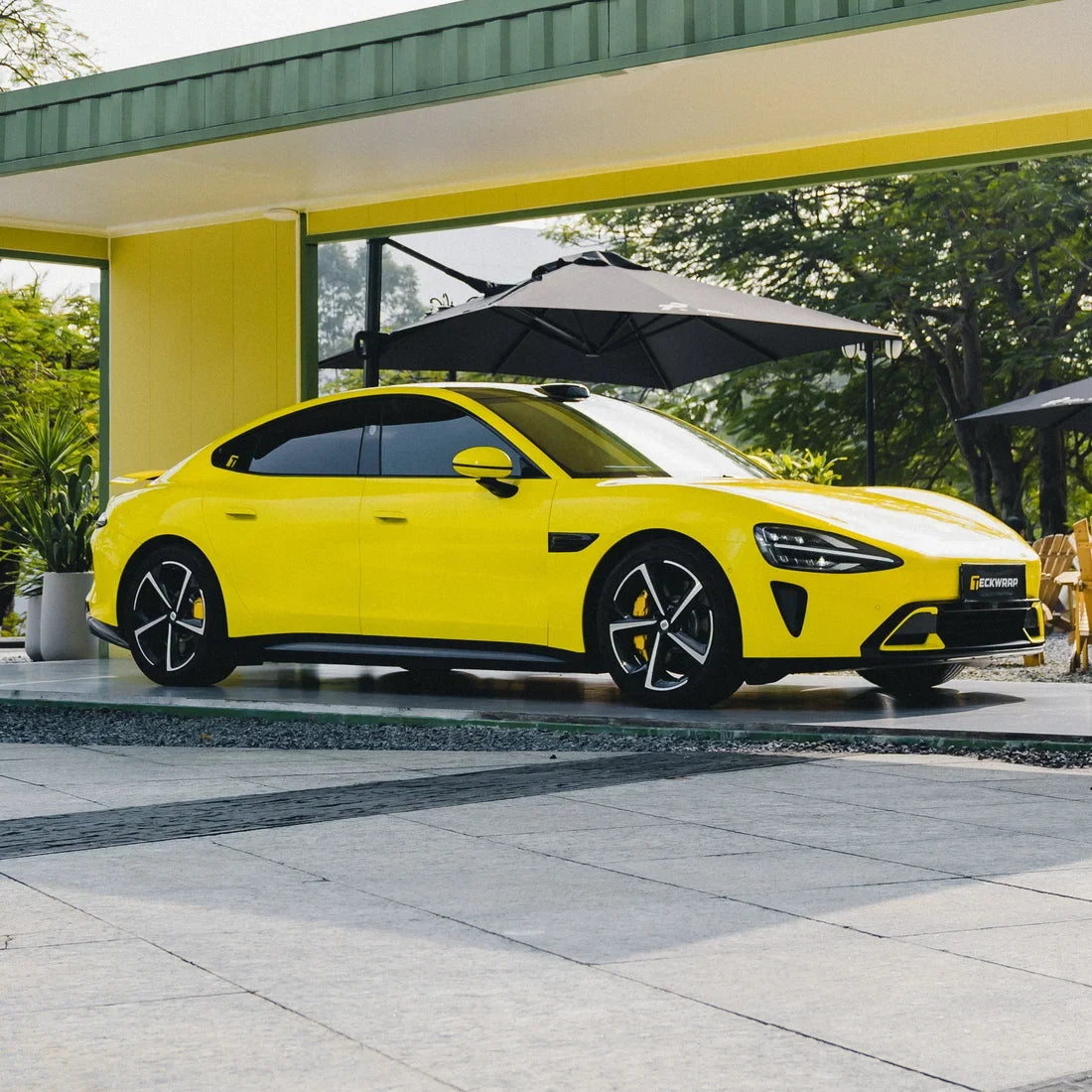 High Gloss Louvre Yellow Vinyl Wrap on Xiaomi Side Full View