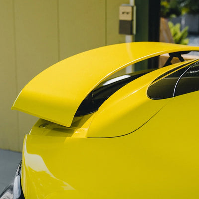 High Gloss Louvre Yellow Vinyl Wrap on Xiaomi Hood Close-Up