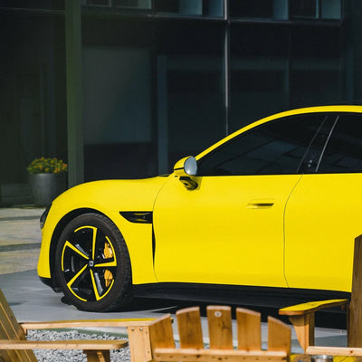 High Gloss Louvre Yellow Vinyl Wrap on Xiaomi Side View