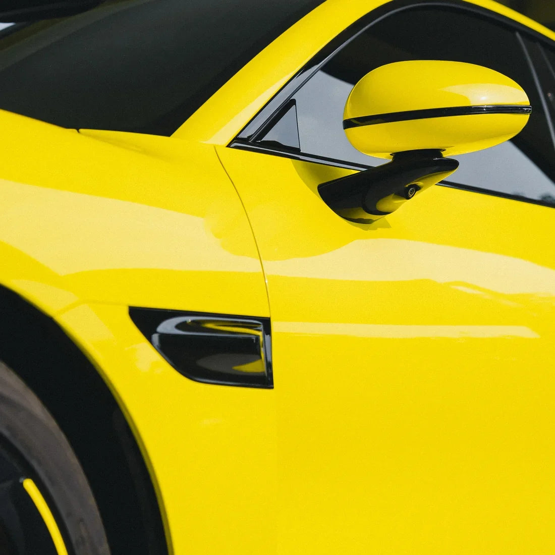 High Gloss Louvre Yellow Vinyl Wrap on Xiaomi Door Close-Up