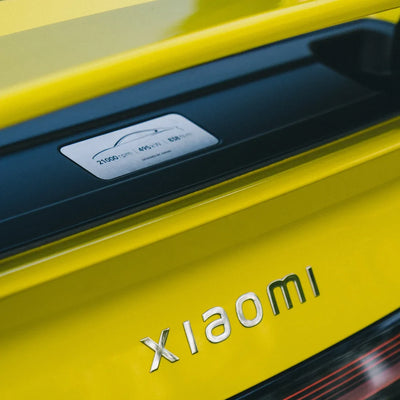 High Gloss Louvre Yellow Vinyl Wrap on Xiaomi Hood Close-Up