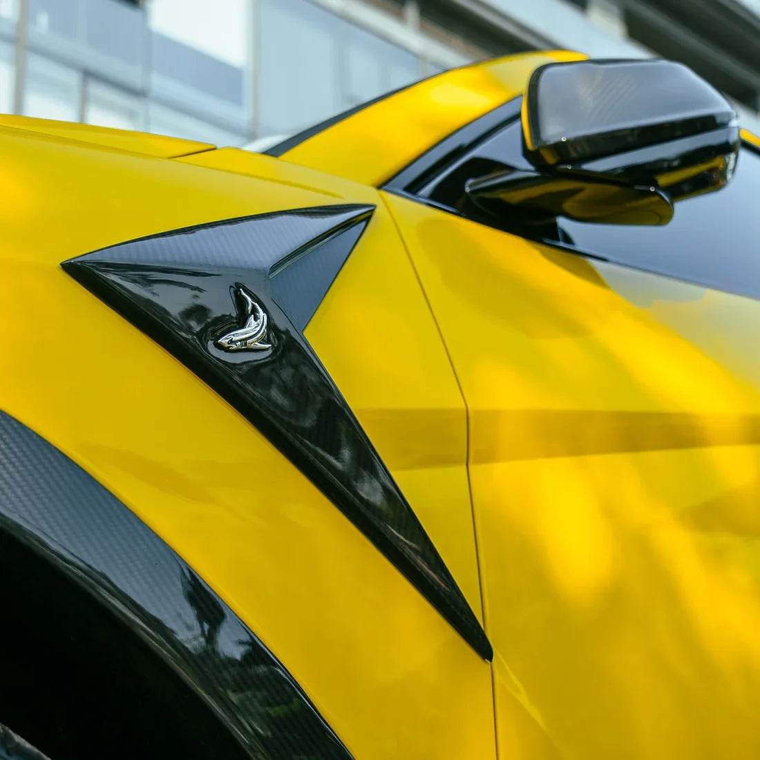 High Gloss Sunray Yellow Vinyl Wrap on Lamborghini Urus Rear Close-Up
