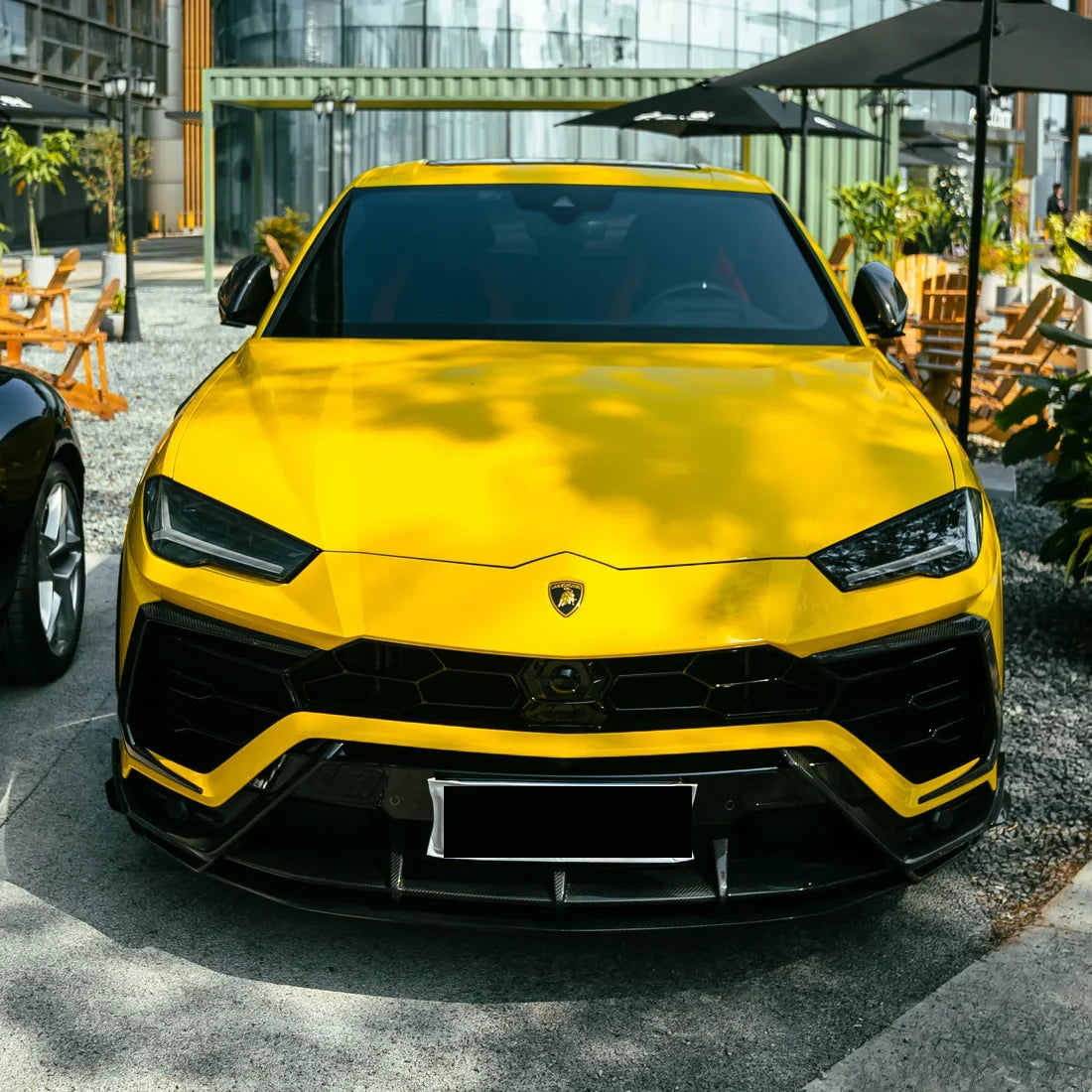 Sunray Yellow Vinyl Wrap on Lamborghini Urus Front Grille