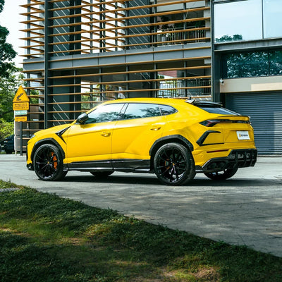 High Gloss Sunray Yellow Vinyl Wrap on Lamborghini Urus Side Full