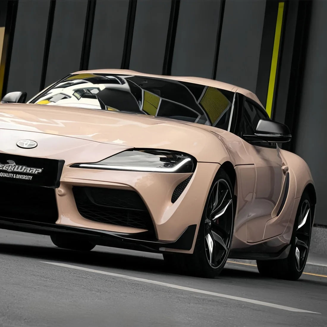 High Gloss Sahara Beige Vinyl Wrap on Supra side view