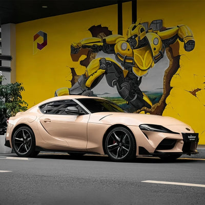 High Gloss Sahara Beige Vinyl Wrap on Supra front view