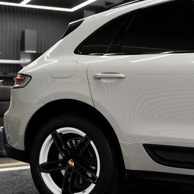 High Gloss Vintage Grey Vinyl Wrap on Porsche door