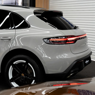 High Gloss Vintage Grey Vinyl Wrap on Porsche rear side