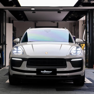 Porsche in High Gloss Vintage Grey Vinyl Wrap