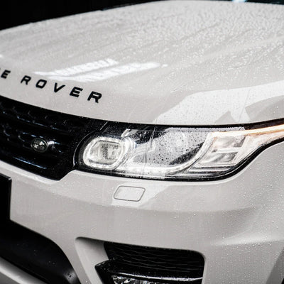 High Gloss Vintage Grey Vinyl Wrap on Range Rover front