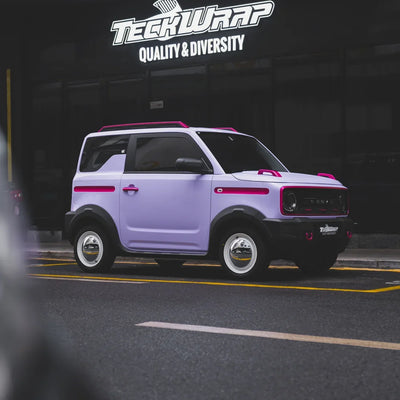 Toyota Supra Mini showcasing a High Gloss Spanish Lavender Vinyl Wrap