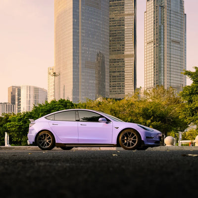 High Gloss Spanish Lavender Vinyl Wrap on Tesla