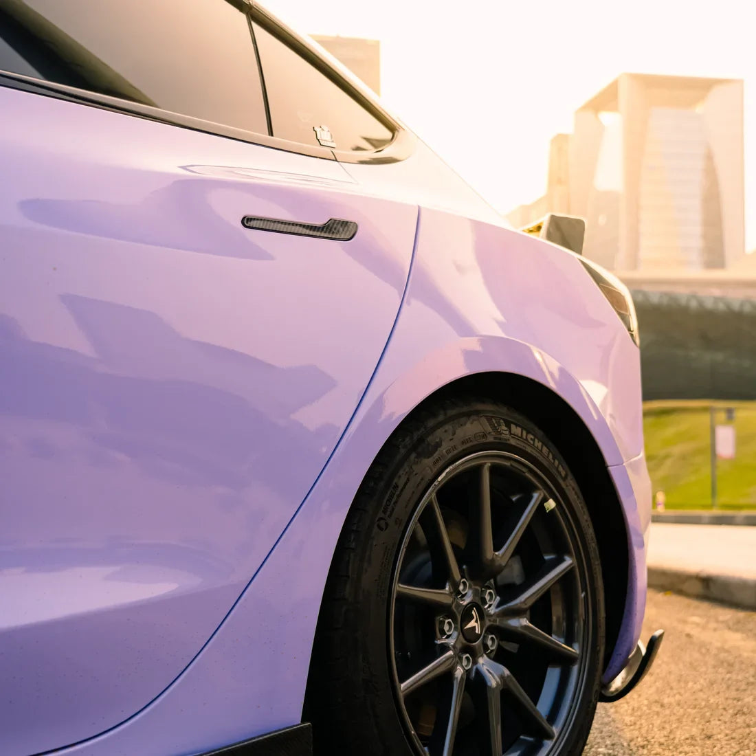 Tesla in High Gloss Spanish Lavender Vinyl Wrap