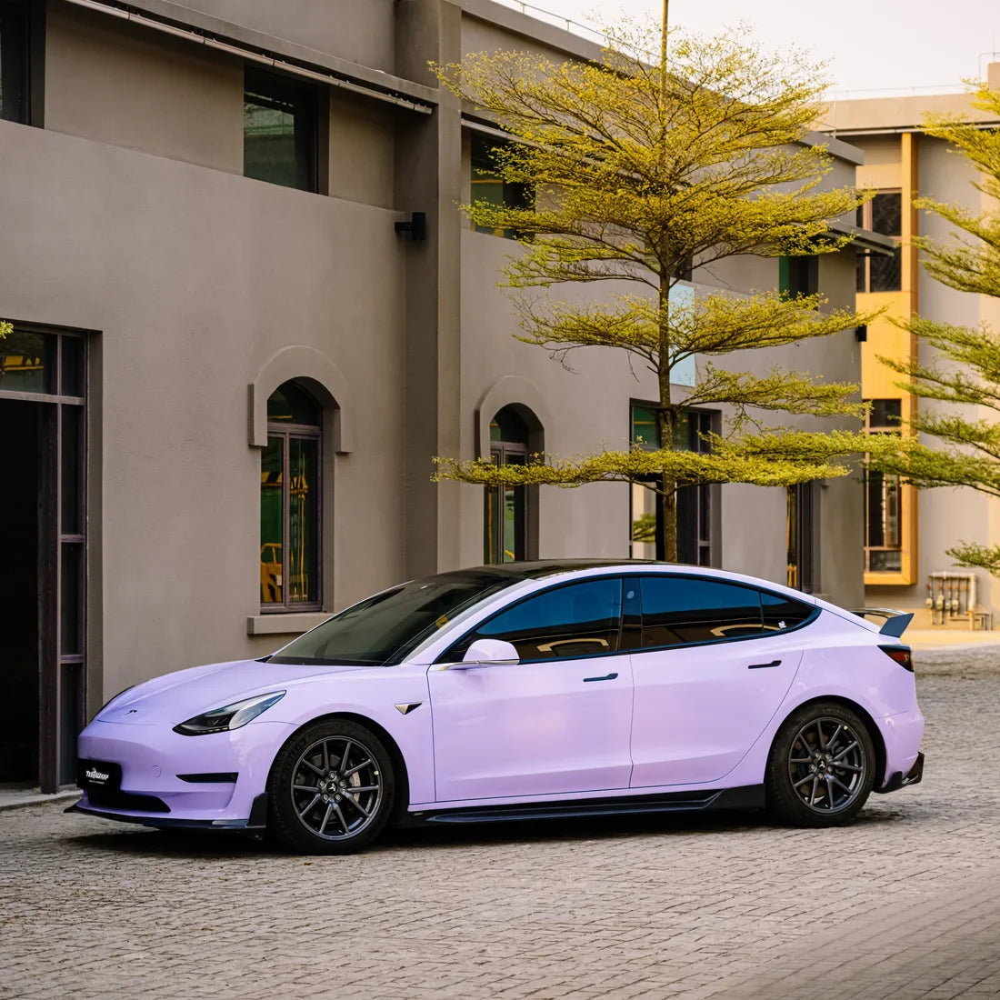 High Gloss Spanish Lavender Vinyl Wrap on Tesla