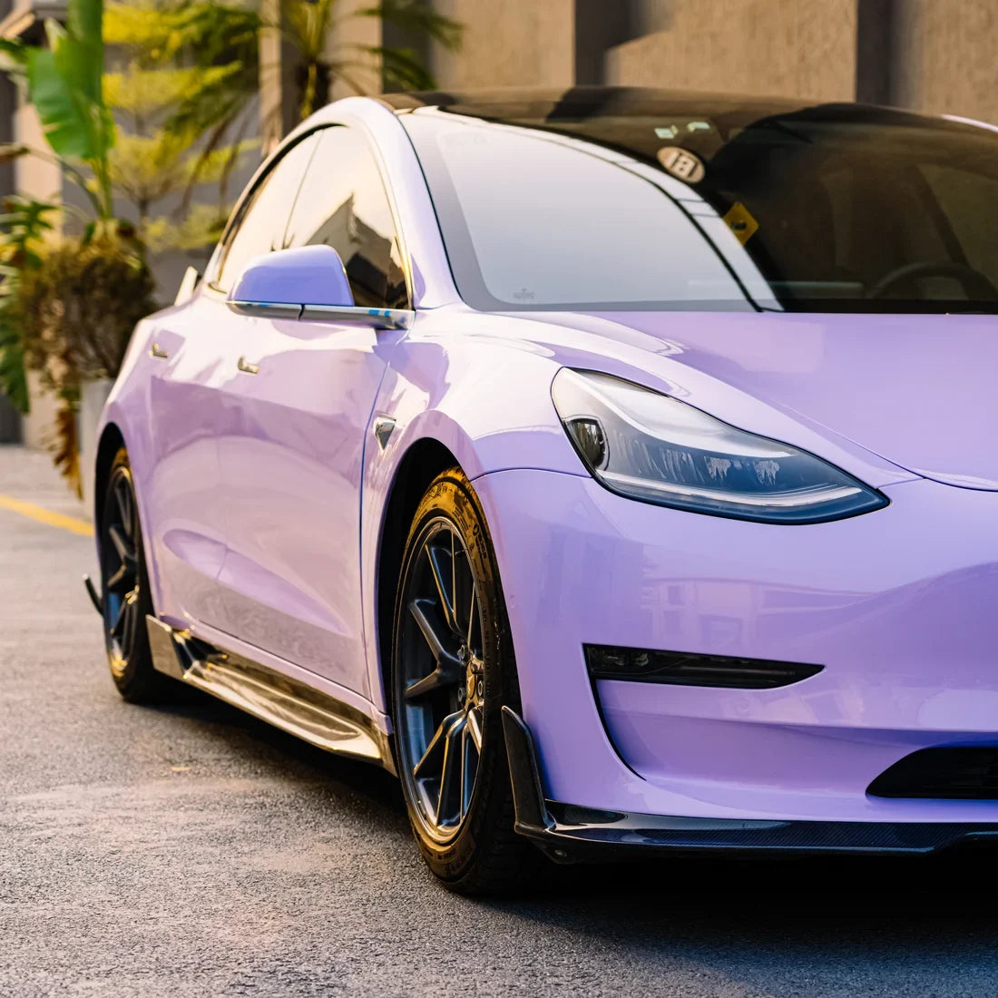 High Gloss Spanish Lavender Vinyl Wrap on Tesla
