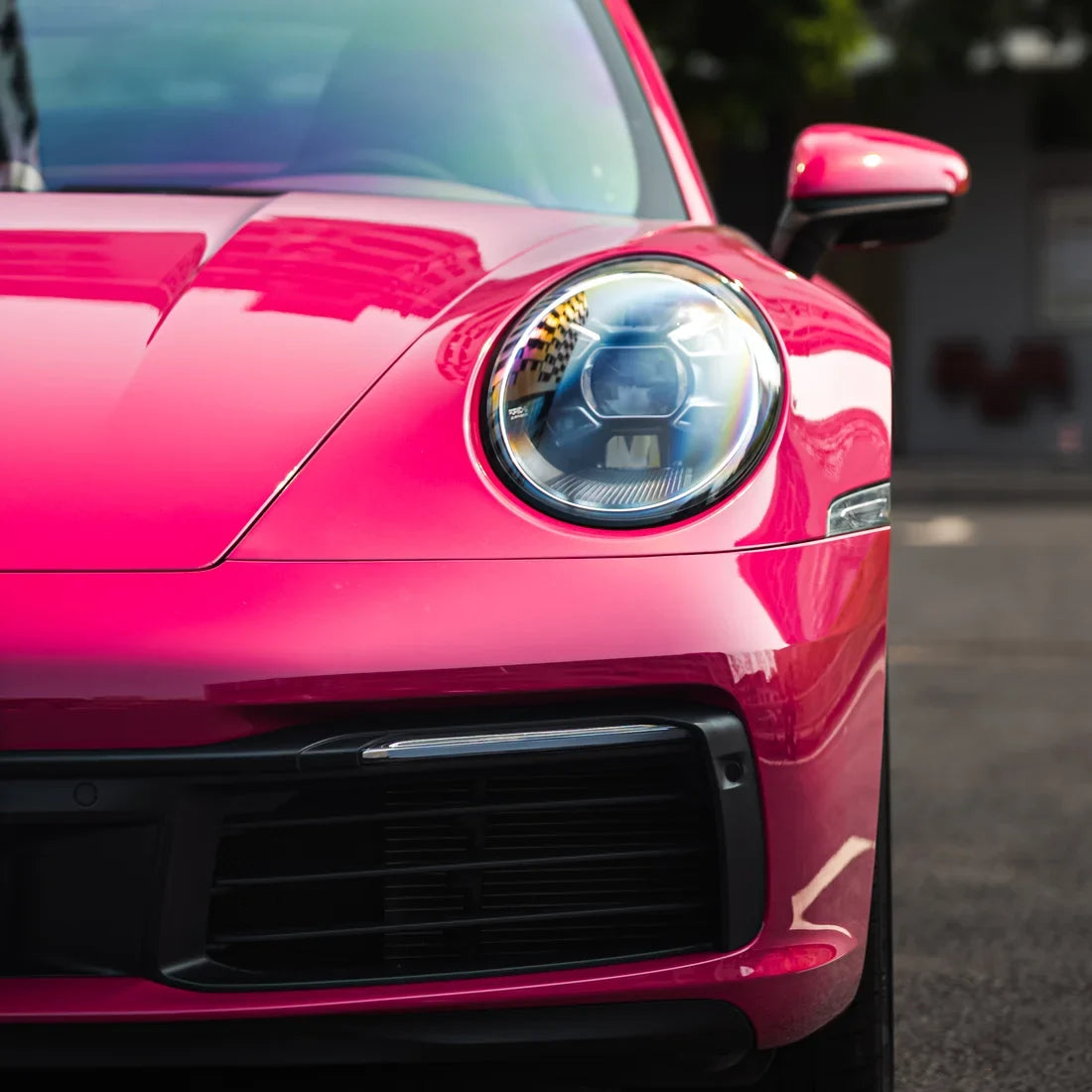 High Gloss Berry Red Vinyl Wrap Porsche