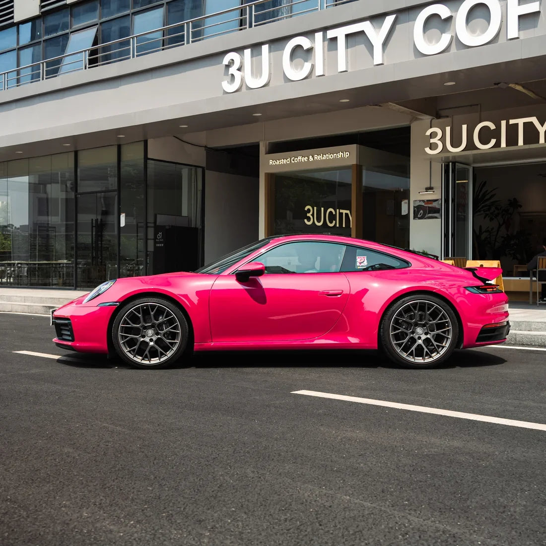 Porsche featuring High Gloss Berry Red Vinyl Wrap