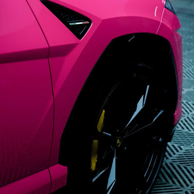 High Gloss Berry Red Vinyl Wrap with tyre