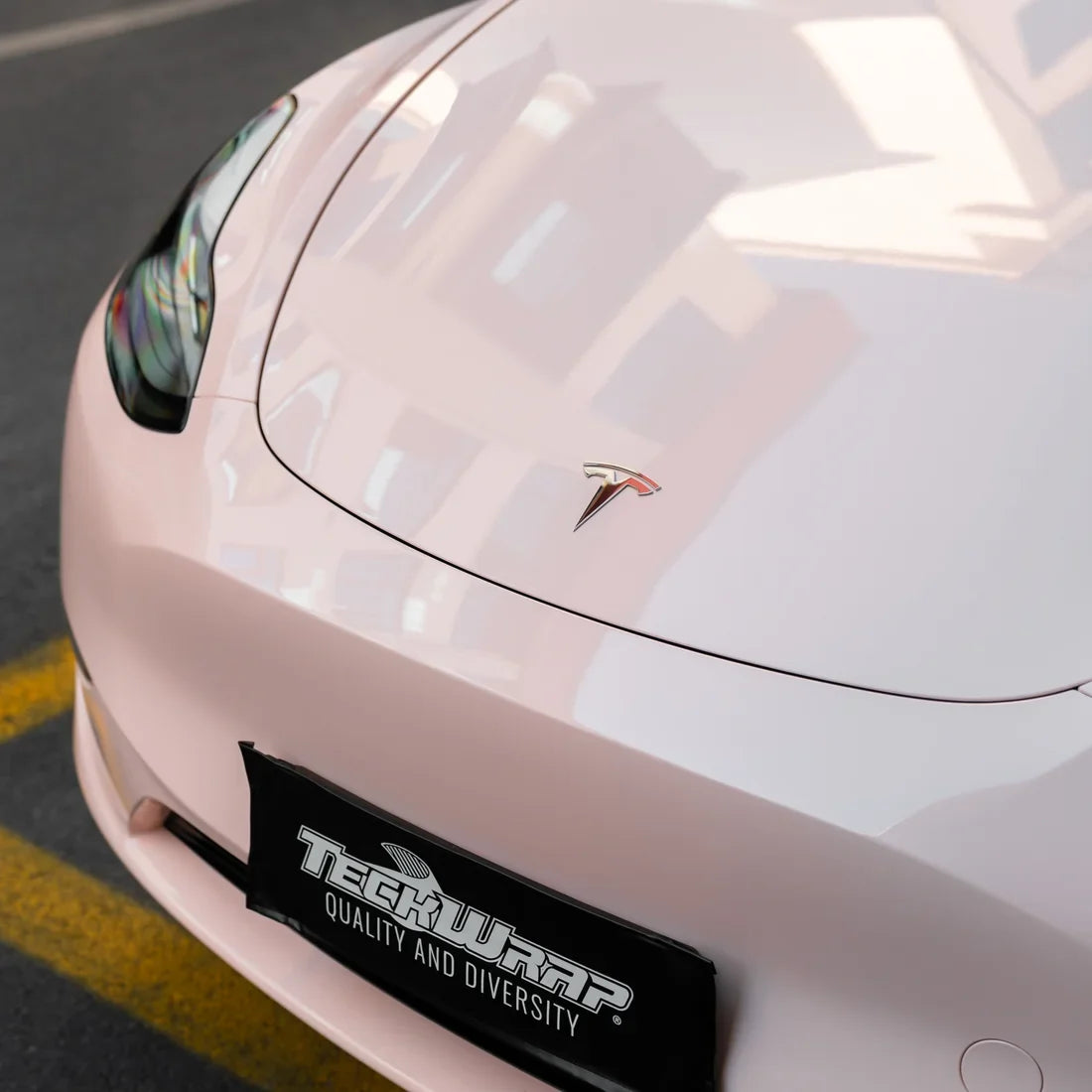 High Gloss Strawberry Milk Vinyl Wrap Hood