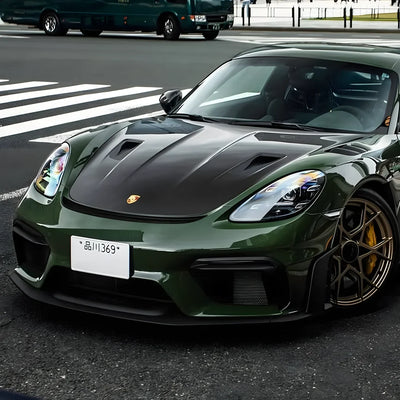 Porsche showcasing High Gloss Camouflage Green Vinyl Wrap