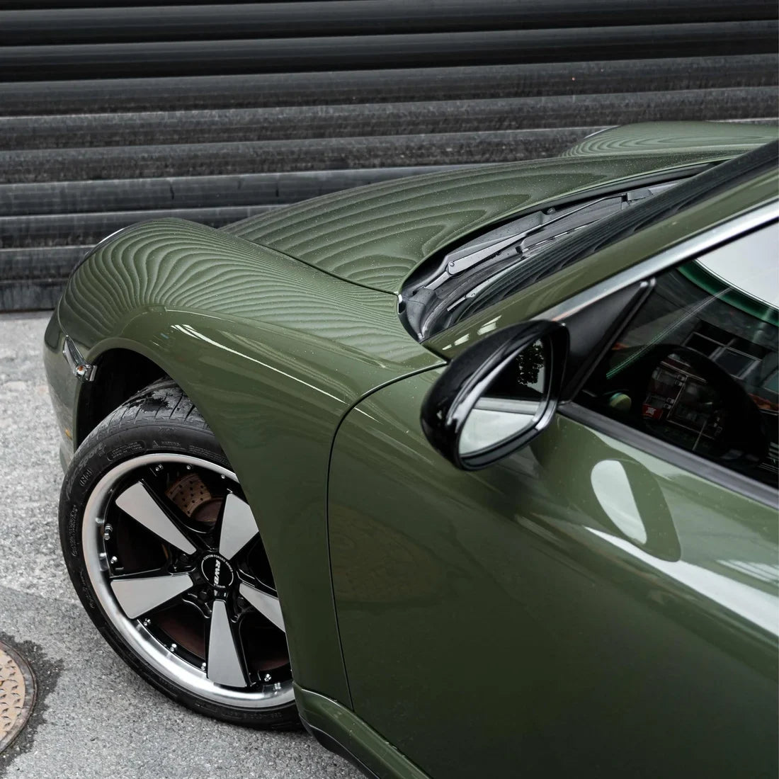 Porsche in High Gloss Camouflage Green Vinyl Wrap