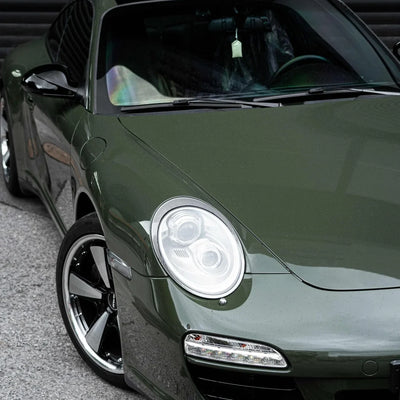 High Gloss Camouflage Green Vinyl Wrap hood