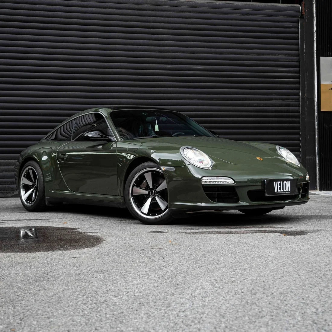Porsche Targa in High Gloss Camouflage Green Vinyl Wrap