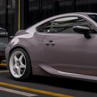 High Gloss Wild Dove Vinyl Wrap on car with rare back view