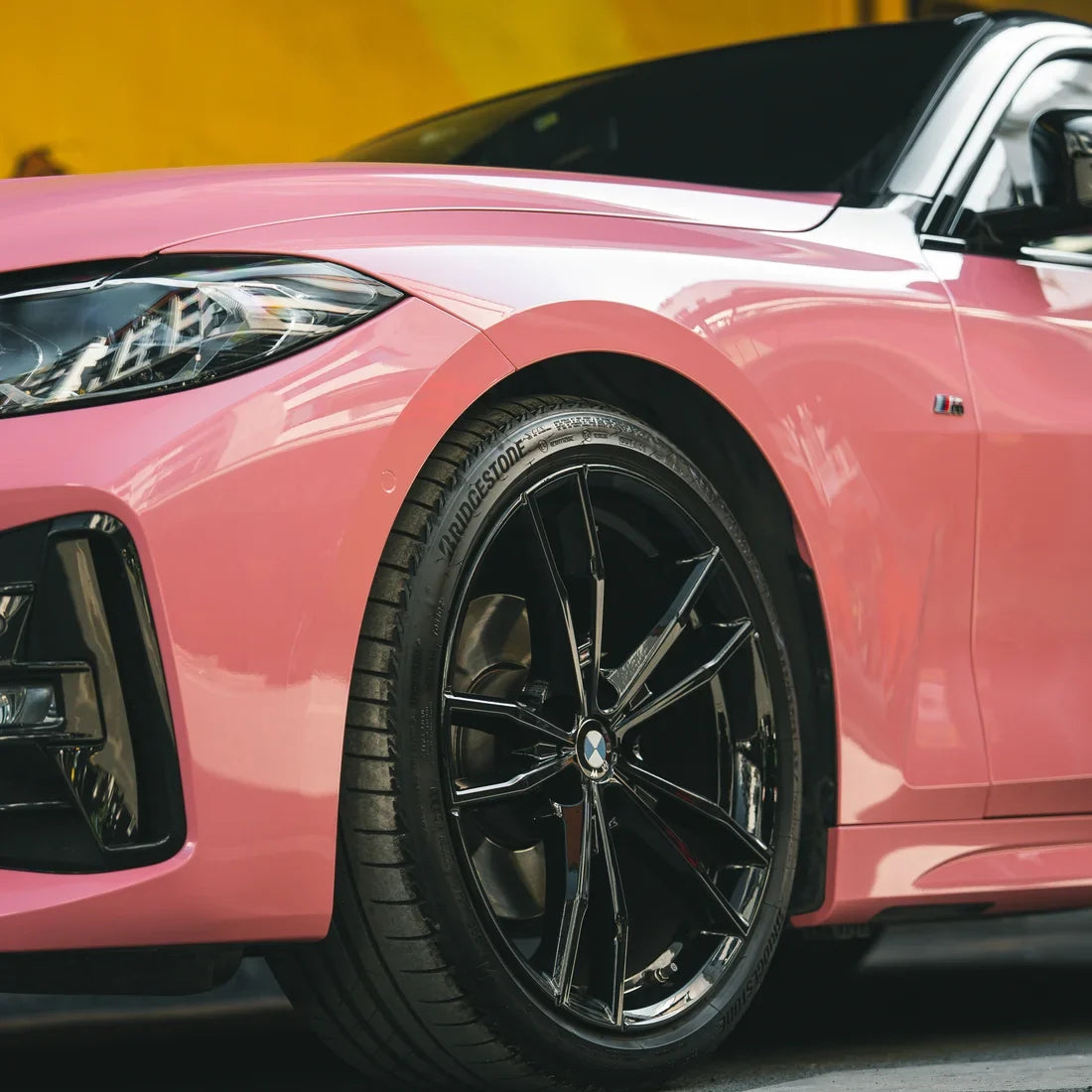 High Gloss Flamingo Pink Vinyl Wrap BMW