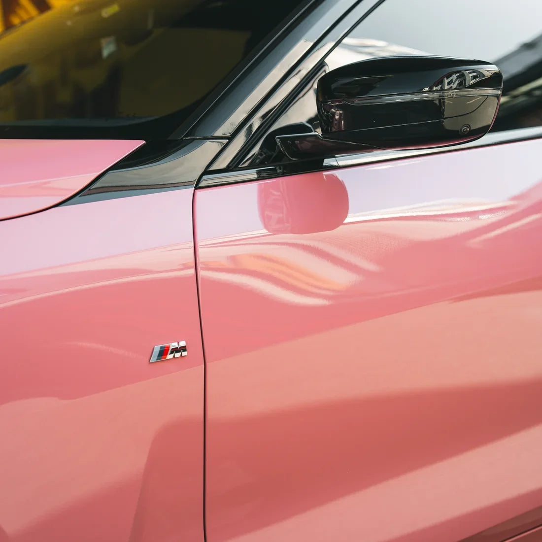 BMW High Gloss Flamingo Pink Vinyl Wrap Side Mirror