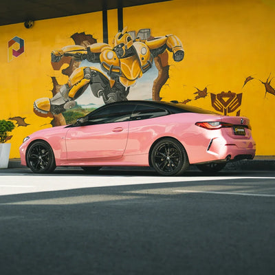 BMW in High Gloss Flamingo Pink Vinyl Wrap.