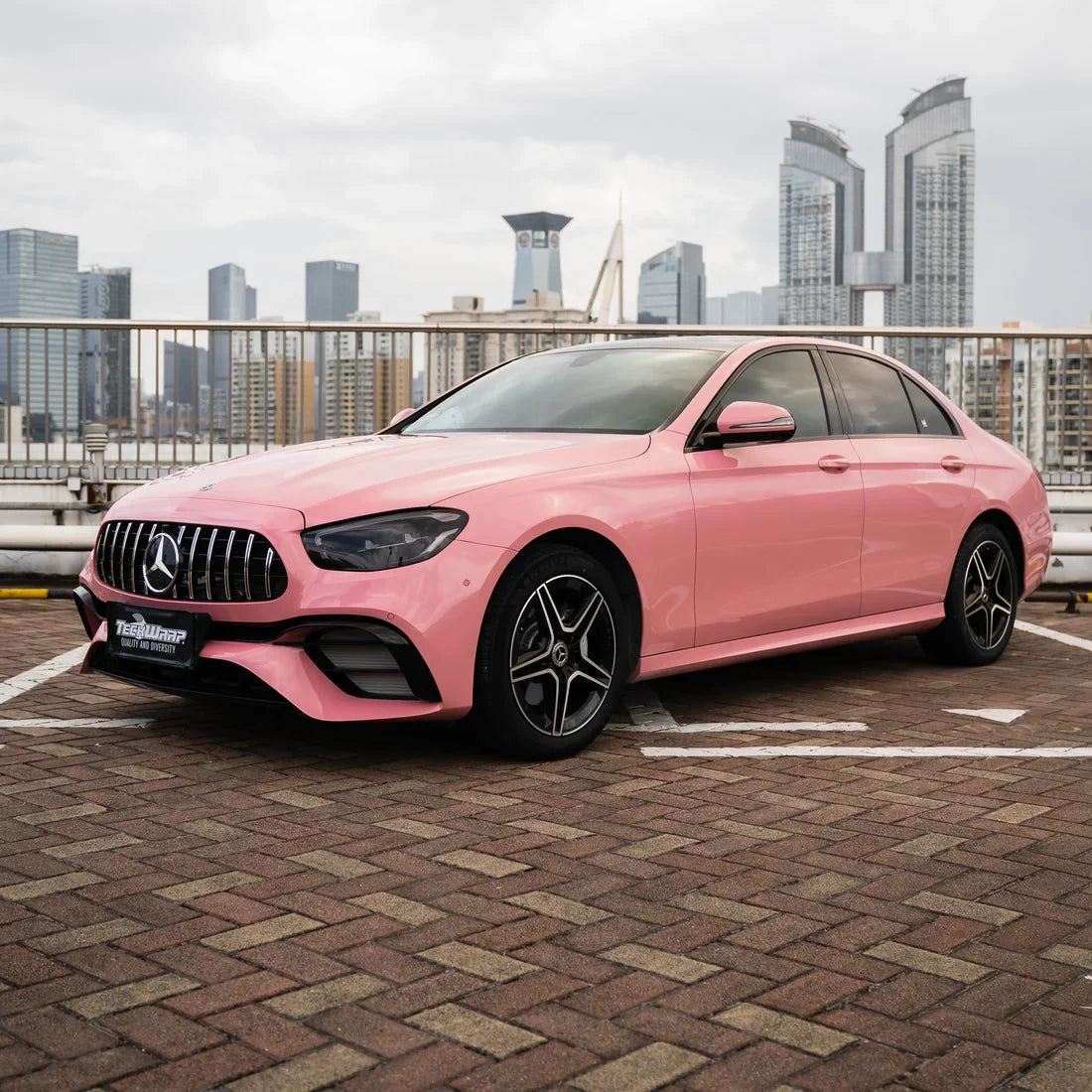 Mercedes AMG High Gloss Flamingo Pink Vinyl Wrap.