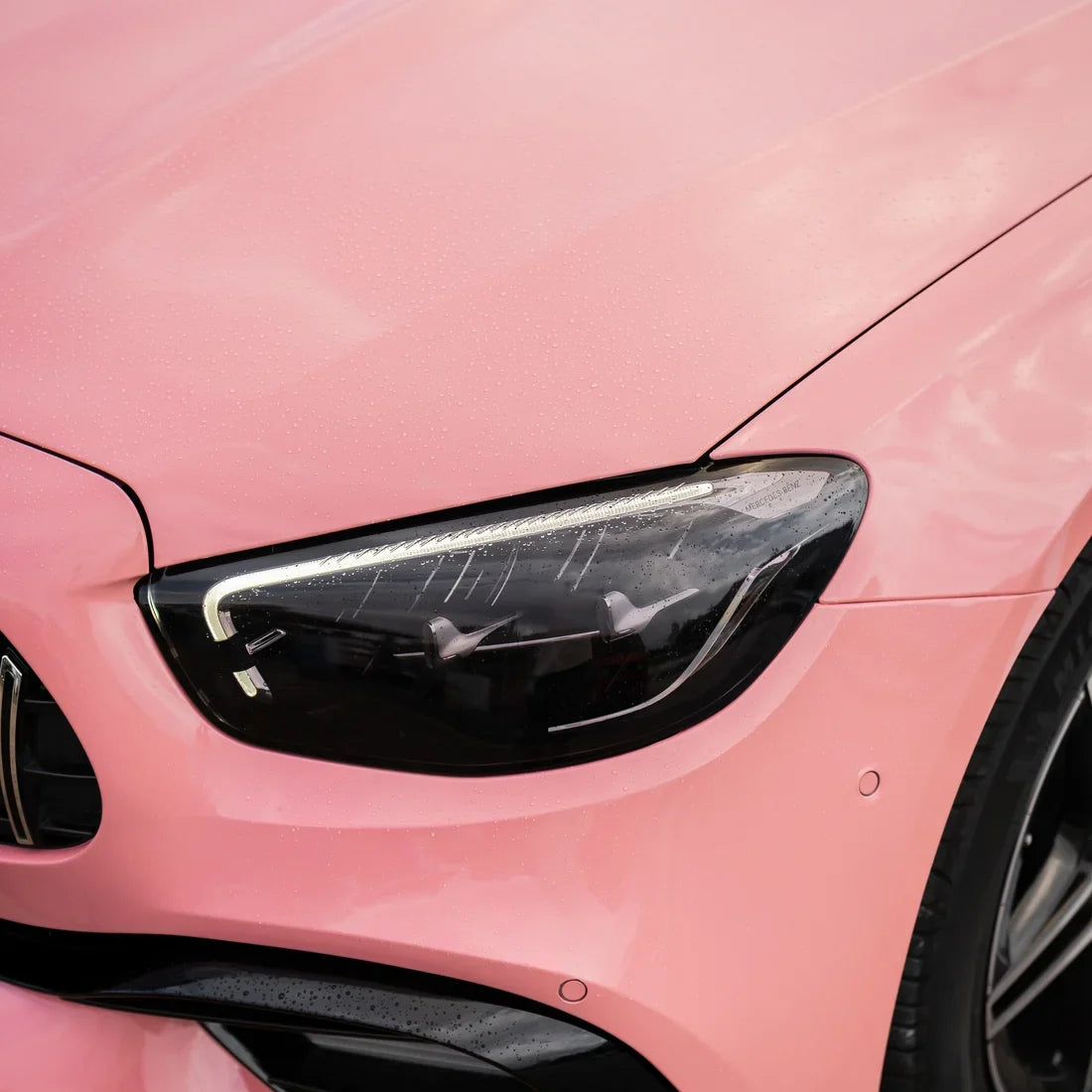 High Gloss Flamingo Pink Vinyl Wrap Mercedes AMG
