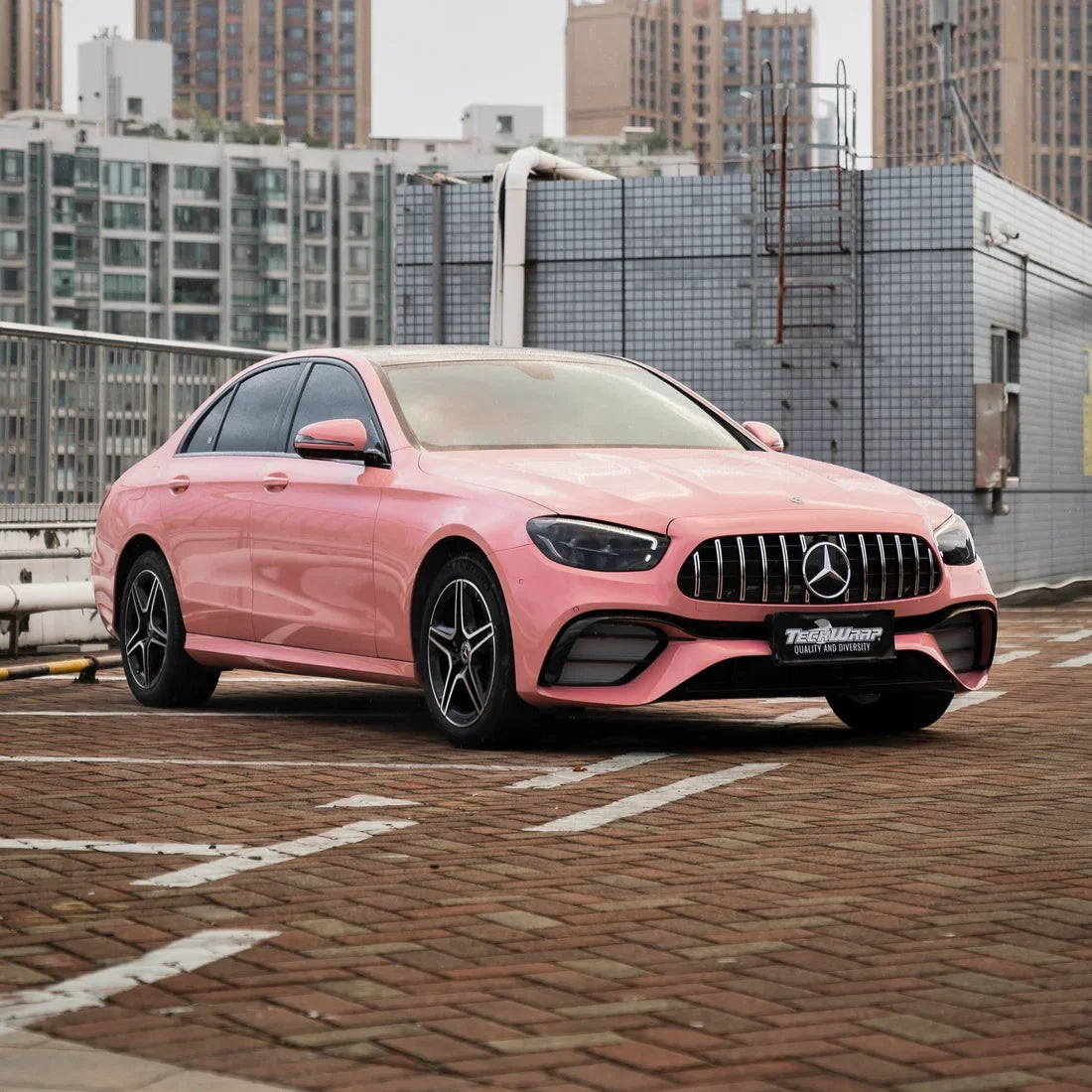 Mercedes AMG High Gloss Flamingo Pink Vinyl Wrap.