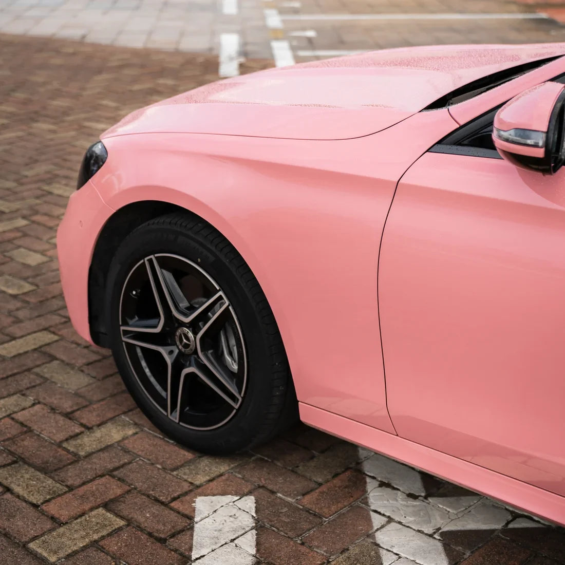 High Gloss Flamingo Pink Vinyl Wrap on Mercedes AMG