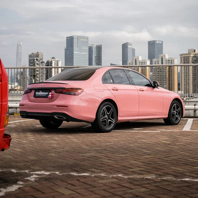 Mercedes AMG in High Gloss Flamingo Pink Vinyl Wrap.