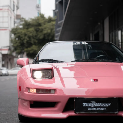 Subaru in High Gloss Flamingo Pink Vinyl Wrap.