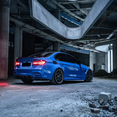 BMW in High Gloss Vibrant Blue Vinyl Wrap Back View