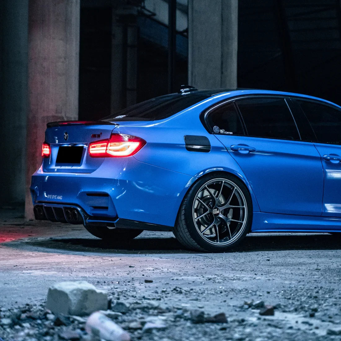 High Gloss Vibrant Blue Vinyl Wrap BMW Side View