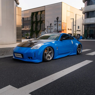 High Gloss Vibrant Blue Vinyl Wrap Nissan Side View