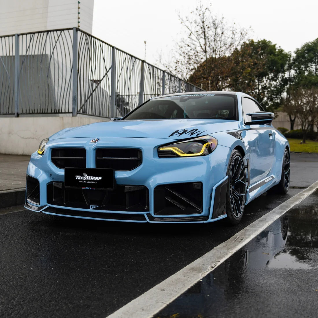High Gloss Baby Blue Vinyl Wrap BMW.