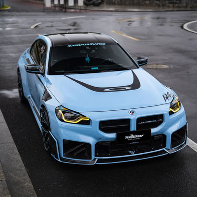 High Gloss Baby Blue Vinyl Wrap finish on BMW