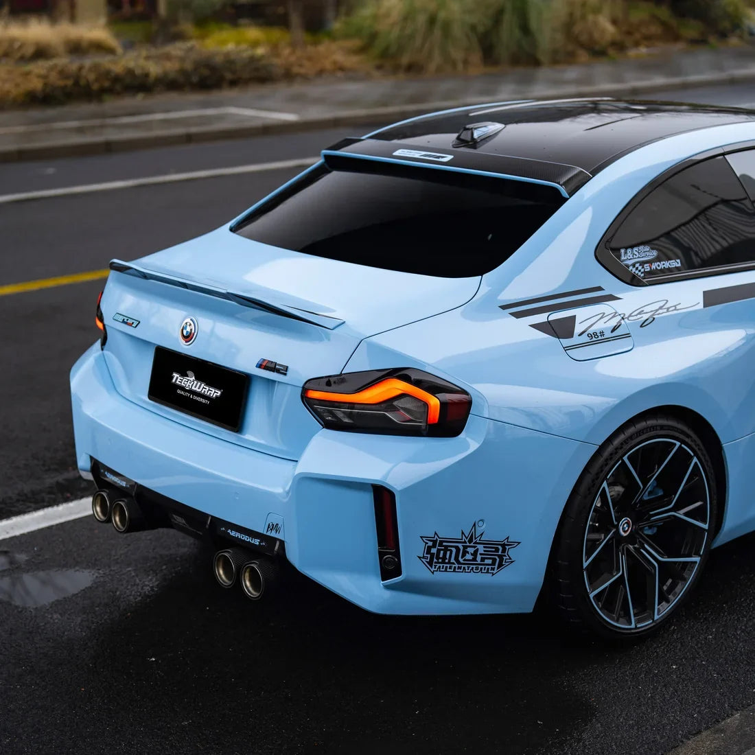 BMW in High Gloss Baby Blue Vinyl Wrap.